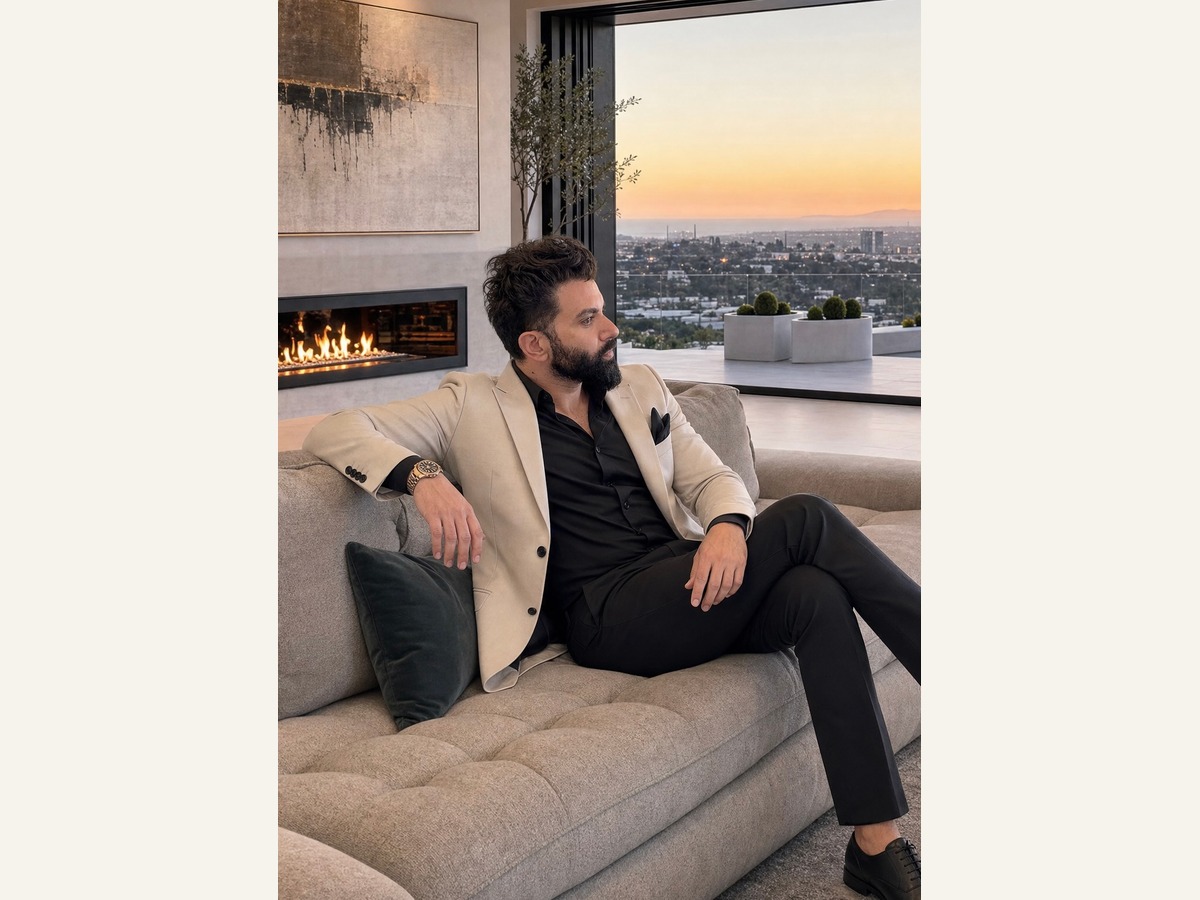 Andy Azadzoi’s sunset portrait in a landscape ivory frame.